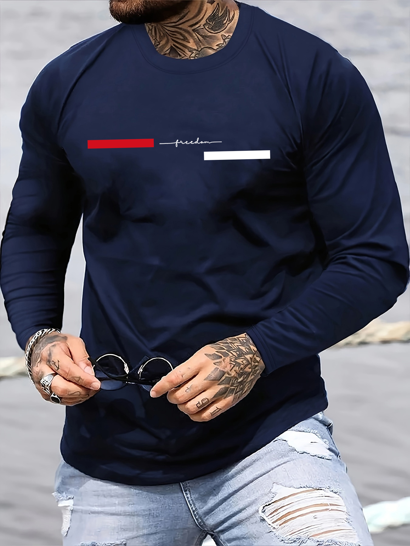 Men'S Fashion Trends 2025 - Męska koszulka z długim rękawem, okrągłym