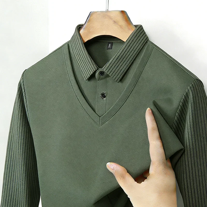 Mens Fashion Wear - Męska koszula z imitacją dwóch części,