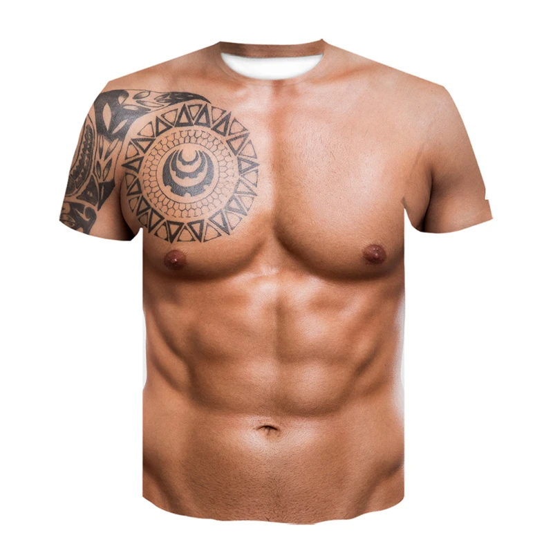 Muscle Tee Workout - Męska koszulka z syntetycznym wzorem ludzkiej