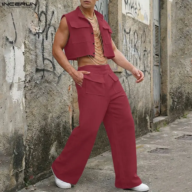 Mens Fashion Wear - INCERUN Męskie Komplety Bez Rękawów: Krótkie