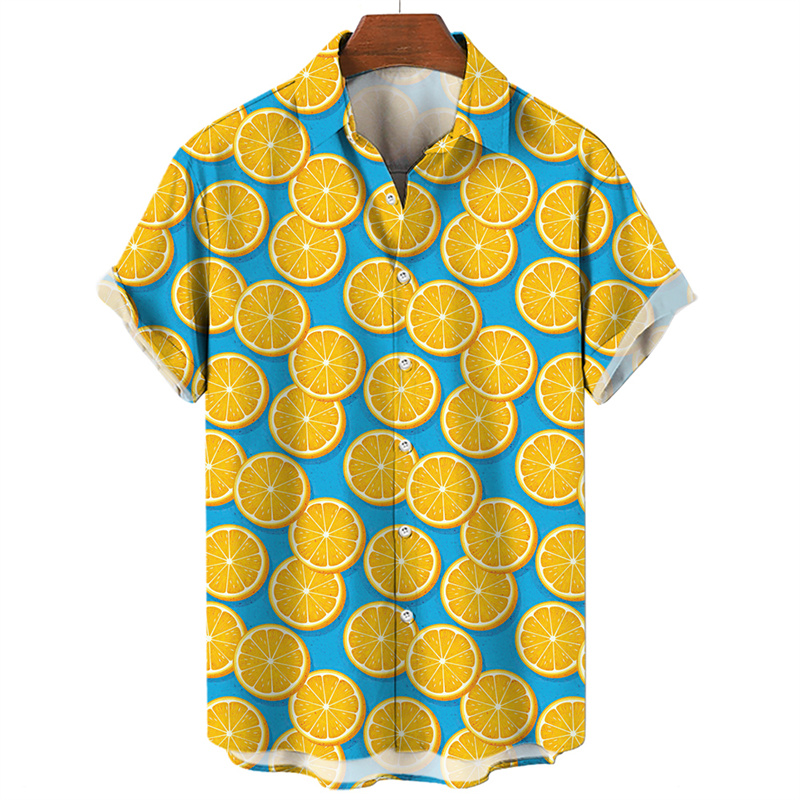Men'S Fashion Lk - Męska koszula z nadrukiem 3D cytryny