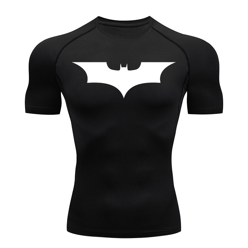 Compression Shirt Workout - Koszulki kompresyjne z nadrukiem nietoperza dla