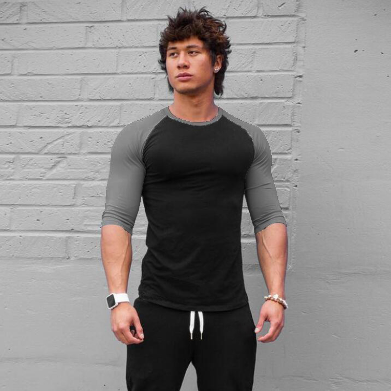 Muscle Tee Workout - Zwykła koszulka fitness z rękawami trzy