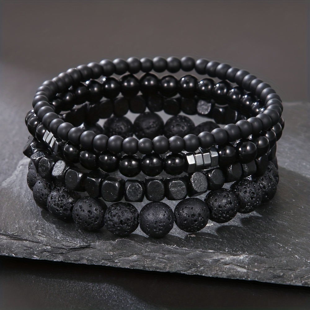 Mens Fashion Combination - 4 sztuk/zestaw czarny kamień żółciowy kamień
